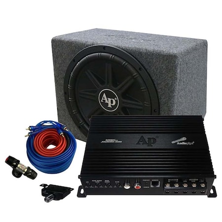 Audiopipe Audiopipemap APSB12112PX 12 in. 1000W Single Bass Loaded 12 in. Subwoofer Enclosure Box with Amp Kit APSB12112PX